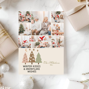 Cartes Pour Fêtes Annuelles 9 Photo Rétro Baisers d'Hiver et Vœux de Flocon de