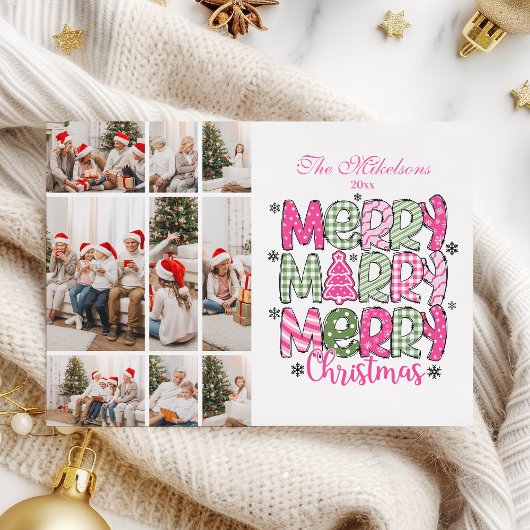 Cartes Pour Fêtes Annuelles 9 Photo Rose Vert Joyeux Noël Vacances