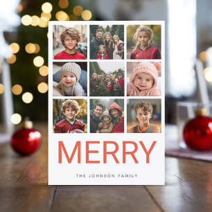 Cartes Pour Fêtes Annuelles 9 Photo Rouge Joyeux Noël Moderne Aquarelle