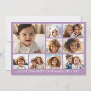 Cartes Pour Fêtes Annuelles 9 photos en forme de carré - lavande avec texte bl