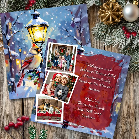 Cartes Pour Fêtes Annuelles A Cardinal Christmas 3 Photo Template Personalized
