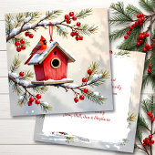 Cartes Pour Fêtes Annuelles A Christmas Cardinal on a Birdhouse Personalized