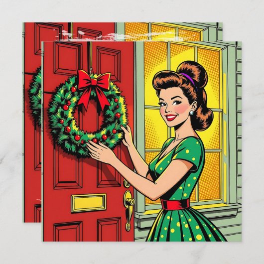 Cartes Pour Fêtes Annuelles A Cute Mid-Century Nostalgic Feeling Christmas (Devant / Derrière)