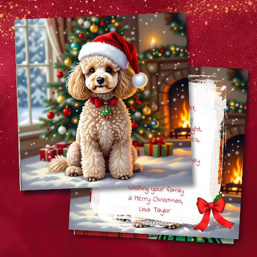 Cartes Pour Fêtes Annuelles A Cute Poodle Christmas Personalized