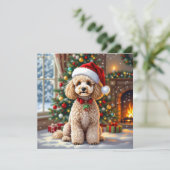 Cartes Pour Fêtes Annuelles A Cute Poodle Christmas Personalized (Debout devant)