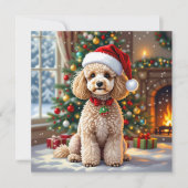 Cartes Pour Fêtes Annuelles A Cute Poodle Christmas Personalized (Devant)