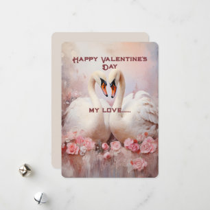 Cartes Pour Fêtes Annuelles À Cygnes Blancs Vœux de la Saint-Valentin