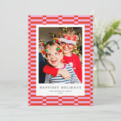 Cartes Pour Fêtes Annuelles À damiers amusant Couleur personnalisable 1 PINK p (Debout devant)