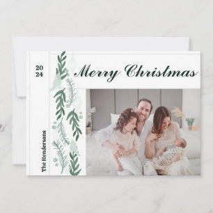 Cartes Pour Fêtes Annuelles À feuillage persistant Berry Garland Modern One Ph