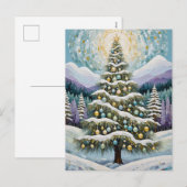 Cartes Pour Fêtes Annuelles À feuillage persistant doré (Devant / Derrière)