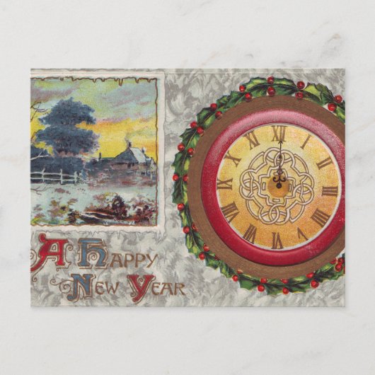 Cartes Pour Fêtes Annuelles A Happy New Year Clock (Devant)
