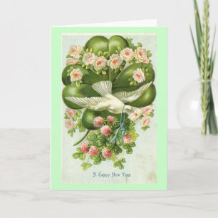 Cartes Pour Fêtes Annuelles A Happy New Year White Dove 1908 Vintage