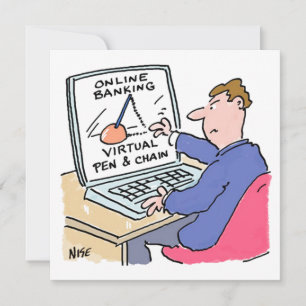 Cartes Pour Fêtes Annuelles À la banque en ligne par ordinateur, dessin animé 