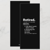 Cartes Pour Fêtes Annuelles à la retraite. définition drôle de retraite (Devant / Derrière)