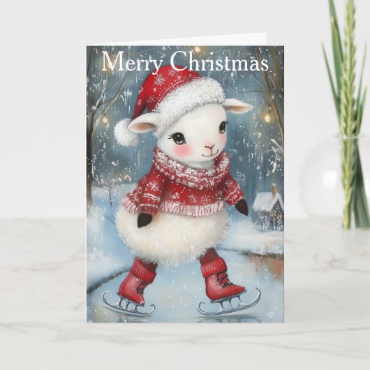 Cartes Pour Fêtes Annuelles A Lamb Ice Skating (Devant)