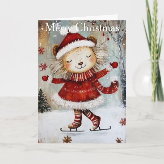 Cartes Pour Fêtes Annuelles A Lion Ice Skating (Devant)