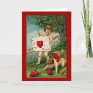 Cartes Pour Fêtes Annuelles À ma Valentine Cherub avec lettre d'amour