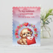 Cartes Pour Fêtes Annuelles À mon doux Valentin Amour de chiot (Debout devant)