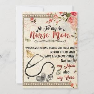 Cartes Pour Fêtes Annuelles À Mon Infirmière Maman Cadeau, Floral lettre d'amo