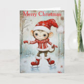 Cartes Pour Fêtes Annuelles A Monkey Ice Skating (Devant)
