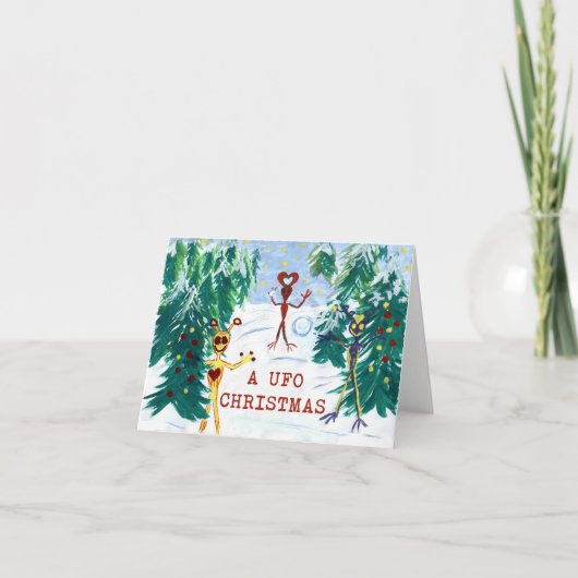 Cartes Pour Fêtes Annuelles A OVNI Christmas (Devant)