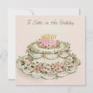 Cartes Pour Fêtes Annuelles À Soeur Sur Son Style Vintage Anniversaire