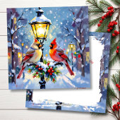 Cartes Pour Fêtes Annuelles A Sweet Christmas Cardinal Couple on Lamp Post