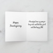 CARTES POUR FÊTES ANNUELLES A **THANKSGIVING TOAST** (Intérieur)