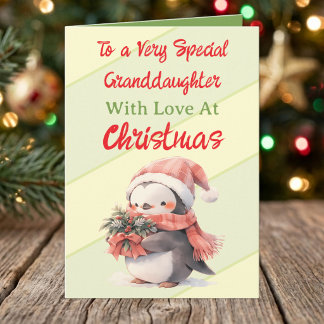 Cartes Pour Fêtes Annuelles À une petite-fille très spéciale Noël vert