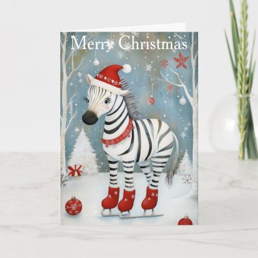 Cartes Pour Fêtes Annuelles A Zebra Ice Skating (Devant)