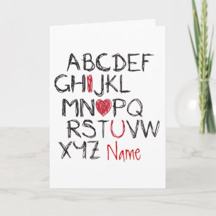Cartes Pour Fêtes Annuelles ABC I Heart You Personnalisé Valentine