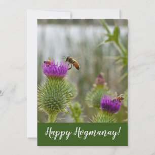 Cartes Pour Fêtes Annuelles Abeilles écossaises heureuses de miel de chardon