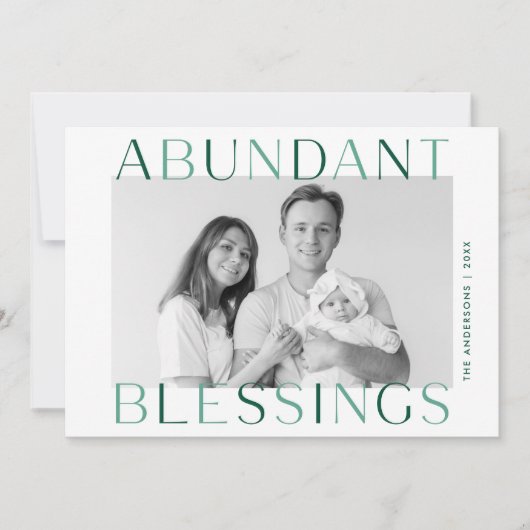 Cartes Pour Fêtes Annuelles Abondante Bénédiction verte Photo (Devant)