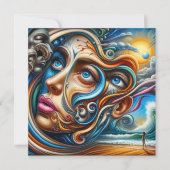 Cartes Pour Fêtes Annuelles Abstract Dreamscape Ocean Serenity & Cosmic Wonder (Devant)