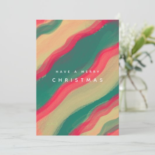 Cartes Pour Fêtes Annuelles Abstract Hand Painted Pattern Flat Holiday Card (Debout devant)