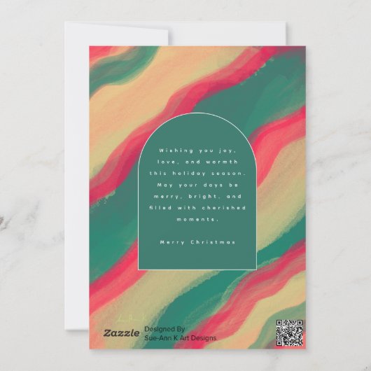 Cartes Pour Fêtes Annuelles Abstract Hand Painted Pattern Flat Holiday Card (Dos)