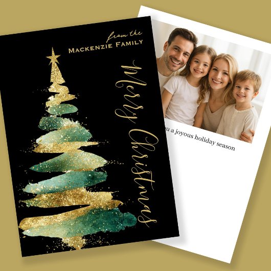 Cartes Pour Fêtes Annuelles Abstract Modern Christmas Tree Photo Personalized