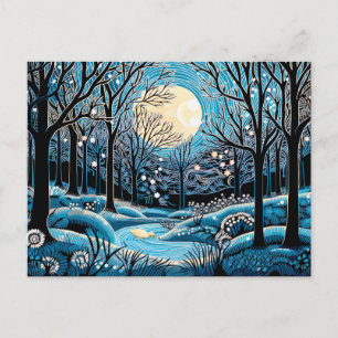 Cartes Pour Fêtes Annuelles Abstraction Géométrique de la forêt hivernale