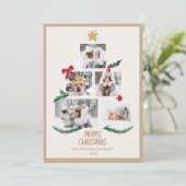 Cartes Pour Fêtes Annuelles Abstrait 5 photos joyeux sapin de Noël écru terre (Debout devant)