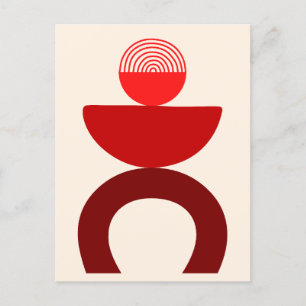 Cartes Pour Fêtes Annuelles Abstrait Art Moderne Formes géométriques Rouge