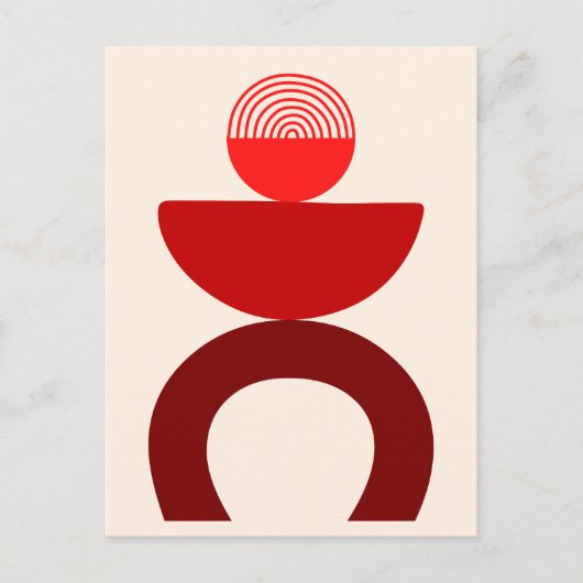 Cartes Pour Fêtes Annuelles Abstrait Art Moderne Formes géométriques Rouge (Devant)