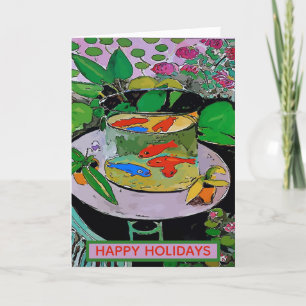 Cartes Pour Fêtes Annuelles Abstrait de poisson rouge comique