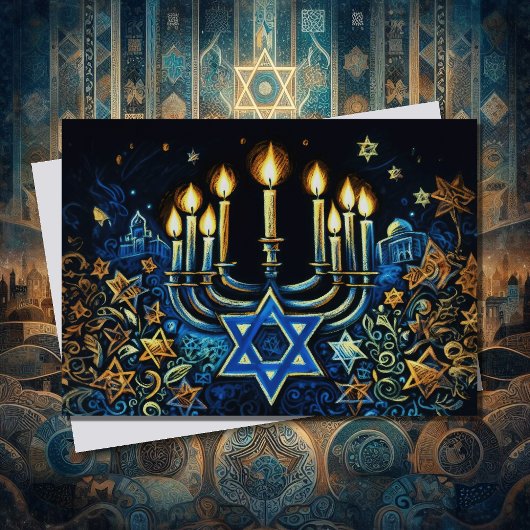 Cartes Pour Fêtes Annuelles Abstraite Menorah Happy Hanoukka
