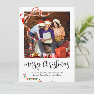 Cartes Pour Fêtes Annuelles Accent de ruban de Noël écriture classique