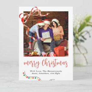 Cartes Pour Fêtes Annuelles Accent de ruban de Noël écriture classique