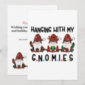 Cartes Pour Fêtes Annuelles accrochage avec mes gnomes de noël (Devant / Derrière)