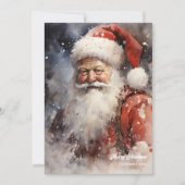 Cartes Pour Fêtes Annuelles Accueil aquarelle Père Noël souriant (Devant)