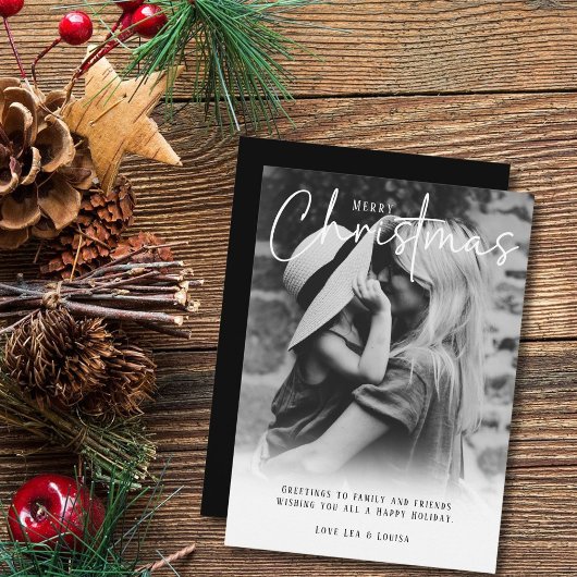 Cartes Pour Fêtes Annuelles Accueil de Noël moderne en noir et blanc