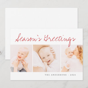 Cartes Pour Fêtes Annuelles Accueil de Noël simple moderne Trois photos