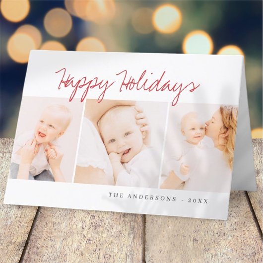 Cartes Pour Fêtes Annuelles Accueil de Noël simple moderne Trois photos